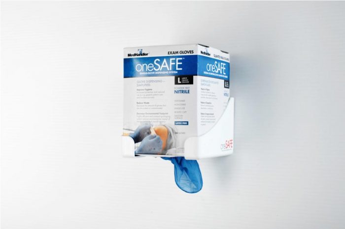 oneSAFE Nitrile Gloves and Dispensing Rack